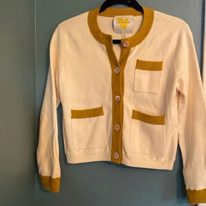 Chic Cream and Gold Women's Cardigan